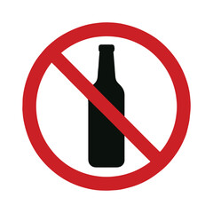 No Alcohol Bottle Icon &ndash; Prohibition Sign Vector for Drink Ban Concept

