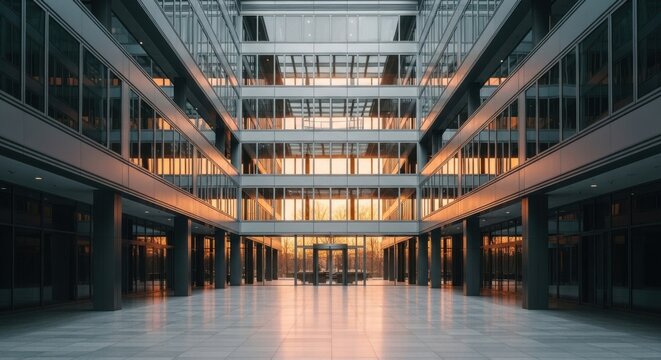 Modern Office Building Interior With Natural Light And Architectural Design