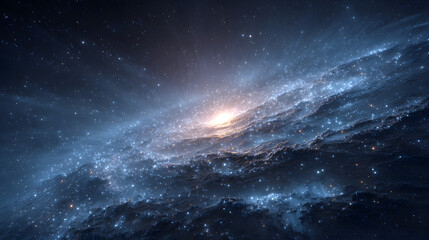 Fototapeta premium Cosmic Starfield with Faint Blue Galaxy Glow – Generative AI