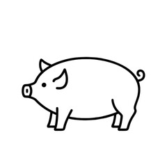 Fototapeta premium Cartoon pig standing in profile in simple line art style 