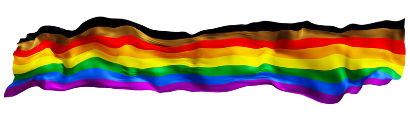 Vibrant pride flag features bright colors representing diversity and inclusion, waving proudly in Philadelphia during a celebration of LGBTQ pride and culture. Isolated on transparent background. 3D.