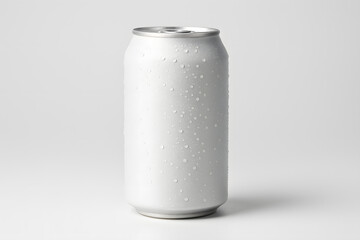 Cold White Aluminum Can Mockup with Water Droplets – High-Resolution Beverage Packaging Template