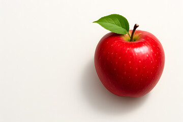Stock photo of red apple with leaf fresh fruit healthy food nutrition