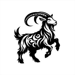 Obraz premium Stylized Black and White Goat Illustration.