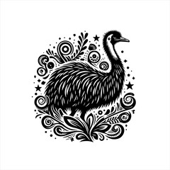 Fototapeta premium Stylized Emu Bird Decorative Illustration.