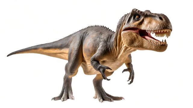 tyrannosaurus rex dinosaur on white background 4k