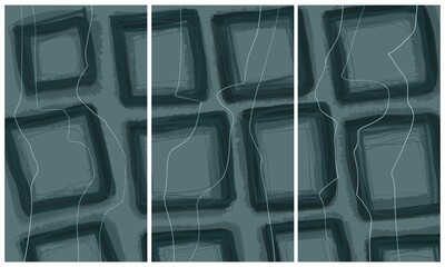 Modern interior triptych. The picture is painted by hand on a tablet.