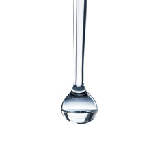 clear dropper releasing liquid drops with reflections, Clear dropper with liquid drops falling, isolated on transparent background