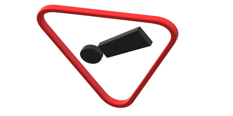 3d Warning Sign isolated on a Transparent Background