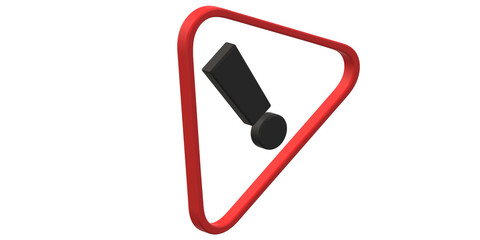 3d Warning Sign isolated on a Transparent Background