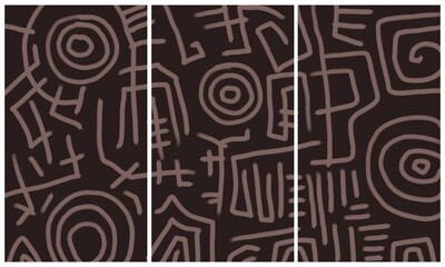 Modern interior triptych. The picture is painted by hand on a tablet.