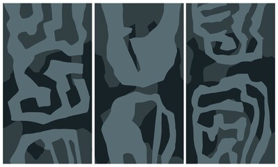 Modern interior triptych. The picture is painted by hand on a tablet.