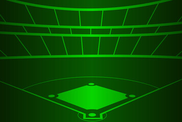 Baseball Field with Neon Green Background , Vector Illustration Abstract image