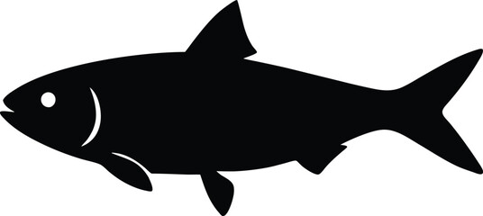 Obraz premium Fish silhouette vector art icon isolated on white, vector illustration