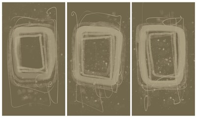 Modern interior triptych. The picture is painted by hand on a tablet.