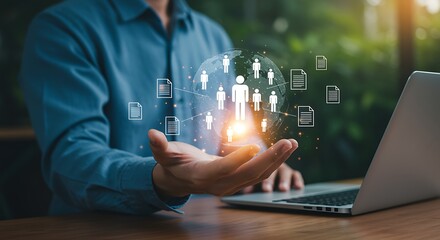 Global network connection people and documents technology