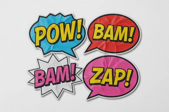 Comic book sound effects speech bubbles pow bam zap