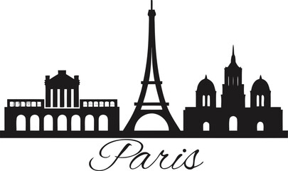 Obraz premium Paris Skyline Silhouette with Eiffel Tower and Parisian Architecture France