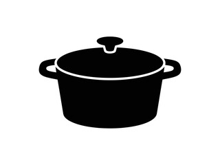 Stockpot Silhouette Illustration for Culinary and Food Preparation Design Projects Pot with Lid and Handles on White Background