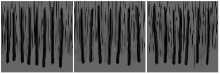 Modern interior triptych. The picture is painted by hand on a tablet.