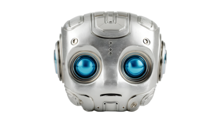 Robot head emoji in matalic on white background 