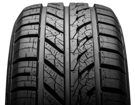 Close-Up of Sports Tire Tread Pattern Only, Cropped Detail View, Transparent PNG