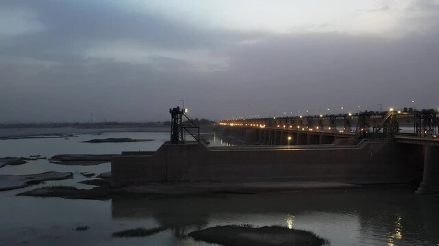 Bridge over river for dam in Hyderabad, Sindh, Pakistan.