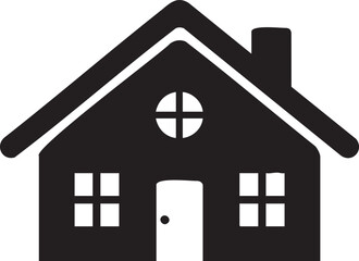 Simple Black and White House Icon Vector Illustration for Real Estate and Home Design Concepts Modern Minimalist Graphic Style
