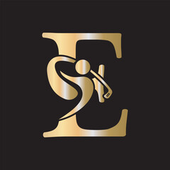 Initial Letter E Golf Logo Design Concept For Hockey Club Symbol