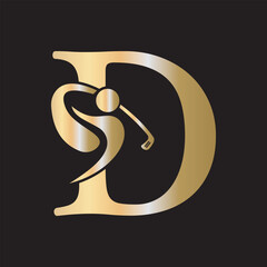 Initial Letter D Golf Logo Design Concept For Hockey Club Symbol