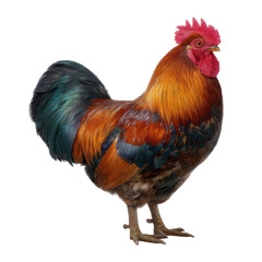 Fototapeta premium Beautiful rooster isolated on transparent background standing in a studio shot