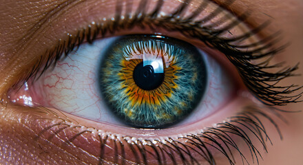 Close-Up Human Eye with Vibrant Iris and Reflections