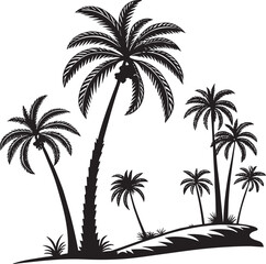 Silhouette Palm Trees on Island