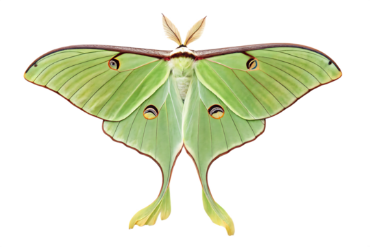 Luna Moth A Stunning Green Insect with Long Tails  On AI generated by PNG