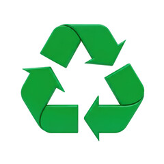 Obraz premium 3d icon of green recycling symbol with arrows isolated on transparent background