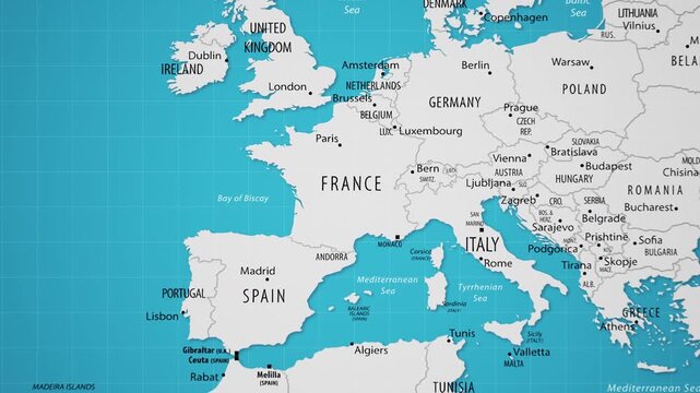 France on the World Map with Animated National Flag