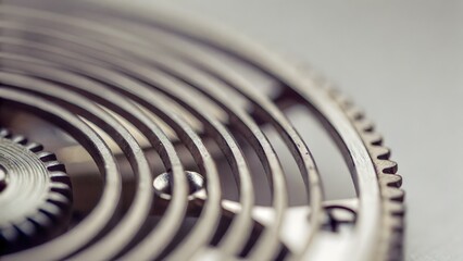 Intricate Watch Spring: A captivating close-up of a watch's meticulously crafted spring mechanism, showcasing its spiraling design and precision engineering.
