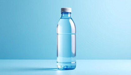 Refreshing Bottled Water on a Blue Background


