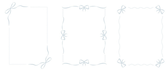 Set with delicate ribbon and bow borders in blue