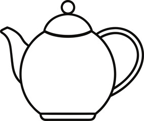 Simple line art teapot isolated on transparent background