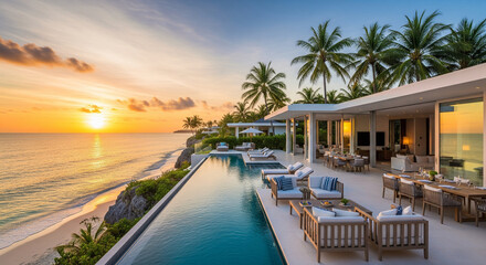 Fototapeta premium Luxury Villa at Sunset
