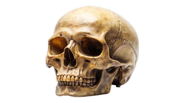 Realistic Human Skull Anatomical Model Isolated on Transparent Background