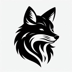 Obraz premium Stylized black fox head silhouette with white accents