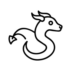 Fototapeta premium Zodiac dragon illustration in minimalist line art style 
