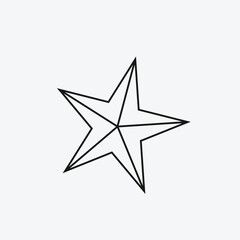 Five-Pointed Star Line Art Icon, Simple Geometric Shape Outline, Modern Vector Graphic for Rating, Award, and Celestial Themes.