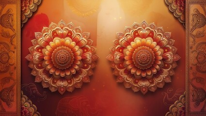 Ornate Red and Gold Mandala Floral Pattern with Elegant Symmetry and Warm Glow – AI-Generated