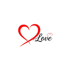 A stylized red heart with the word love isolated on white isolated on transparent background