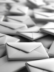 Multiple White Envelopes Arranged in a Creative Close-up Layout