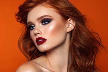 Fototapeta premium Close-up portrait of a supermodel woman in an attractive pose