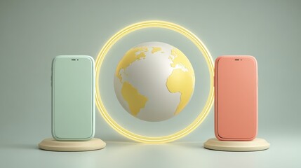 Simplified 3D smartphones connect data using a glowing beam worldwide